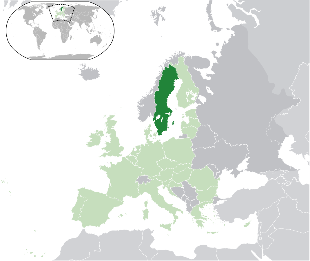 on the picture you see a map. The country Sweden is in green color